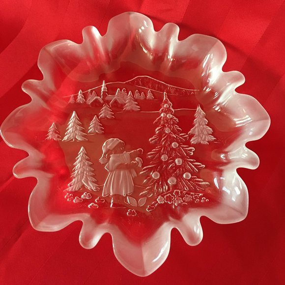 Vintage Mikasa Glass Christmas Serving Dish